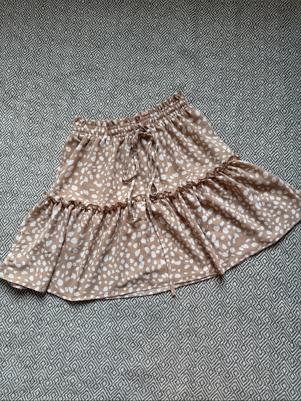 Tiered Tan and White Printed Women's Skirt